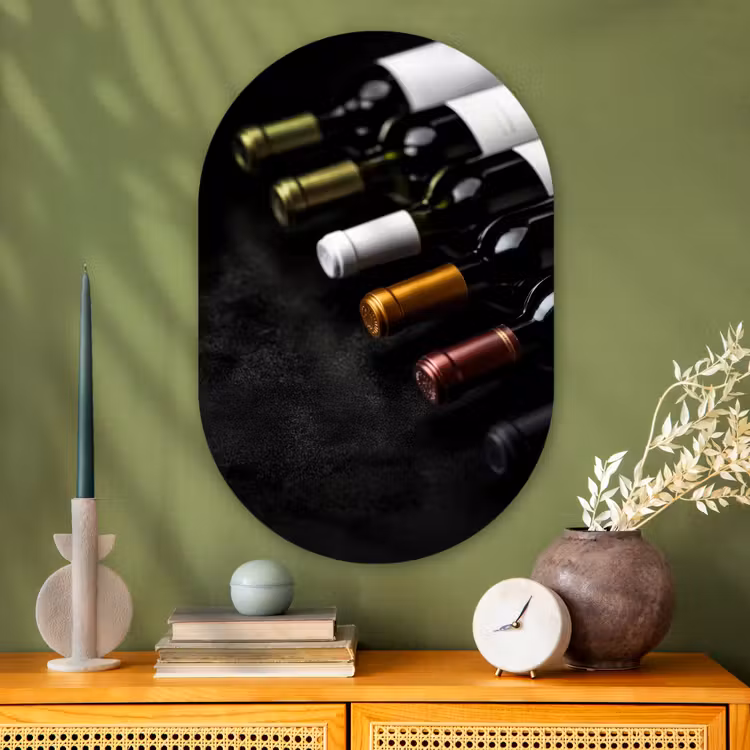 Muurovaal Glas – Wijn - Flessen - Variatie - Smaken — 2