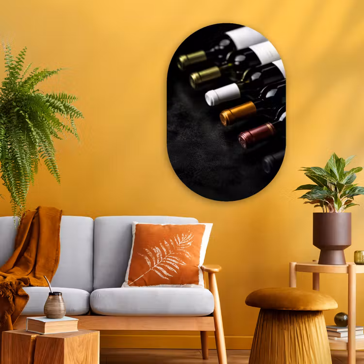 Muurovaal Glas – Wijn - Flessen - Variatie - Smaken — 3