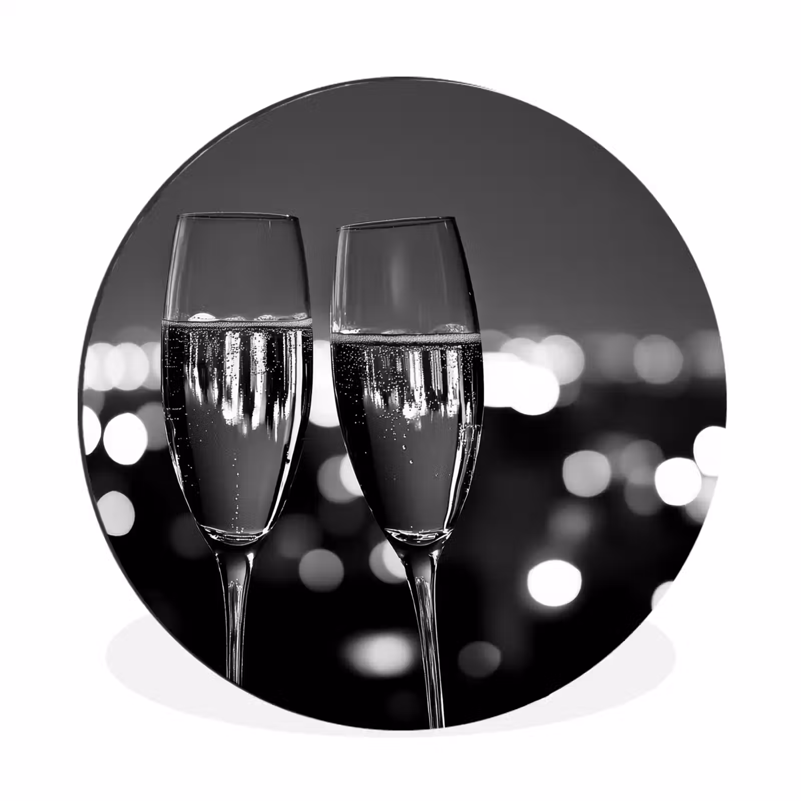 Wandcirkel - aluminium - Bubbels - Proosten - Champagneglazen - Stadslichten — 1