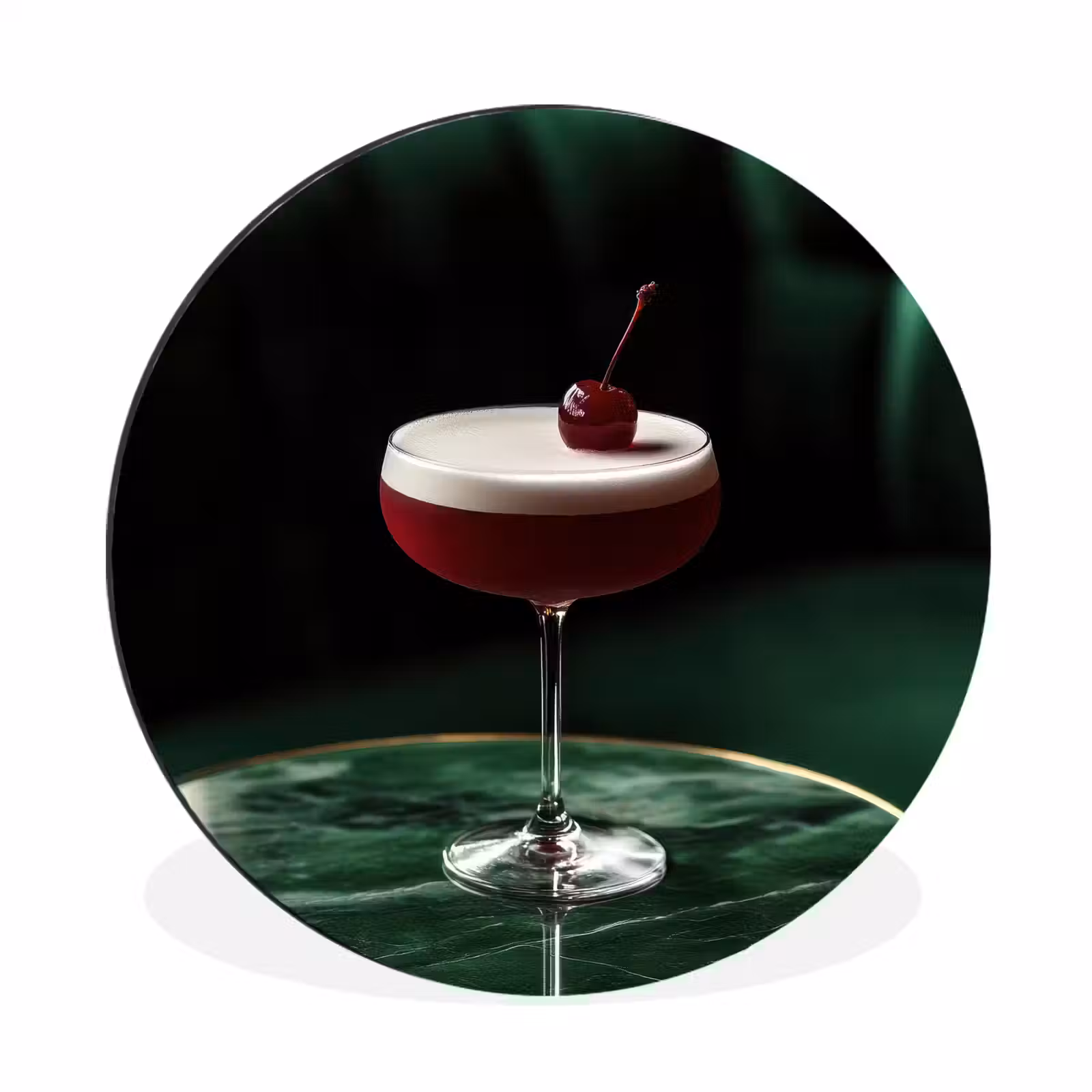 Wandcirkel - aluminium - Kers - Cocktail - Rood - Marmer — 1