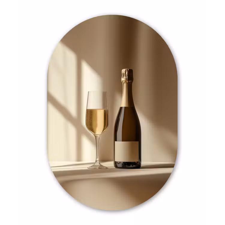 Muurovaal Glas – Champagne - Beige - Schaduw - Bubbels — 1