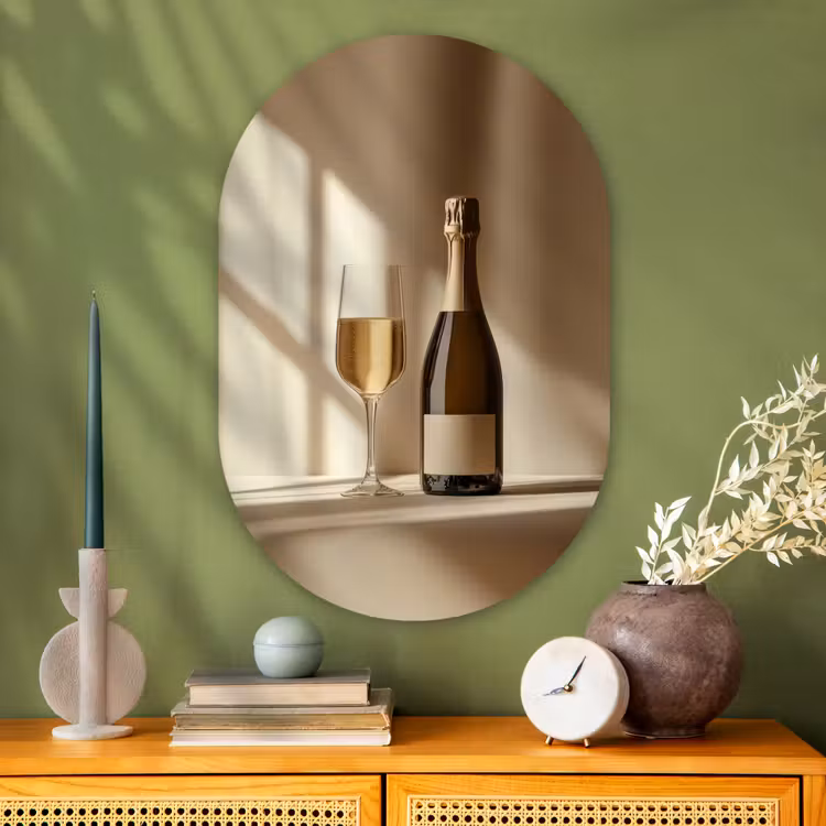 Muurovaal Glas – Champagne - Beige - Schaduw - Bubbels — 2