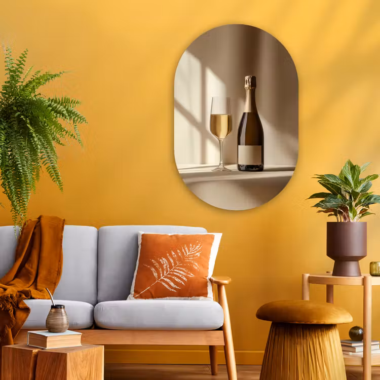 Muurovaal Glas – Champagne - Beige - Schaduw - Bubbels — 3