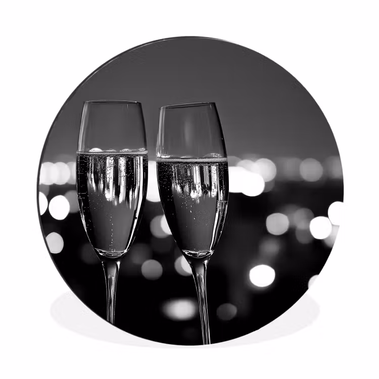 Wandcirkel - aluminium - Bubbels - Proosten - Champagneglazen - Stadslichten — 1