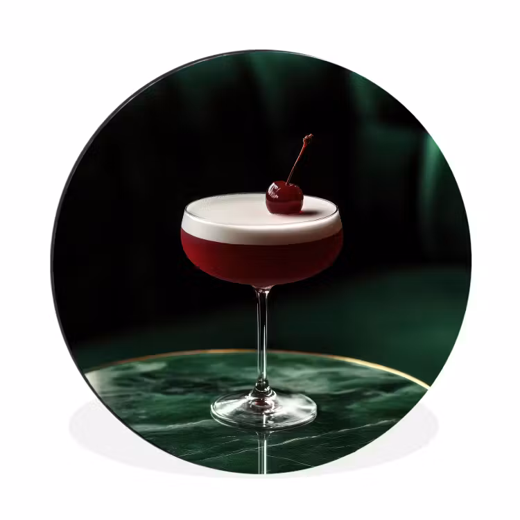 Wandcirkel - aluminium - Kers - Cocktail - Rood - Marmer — 1