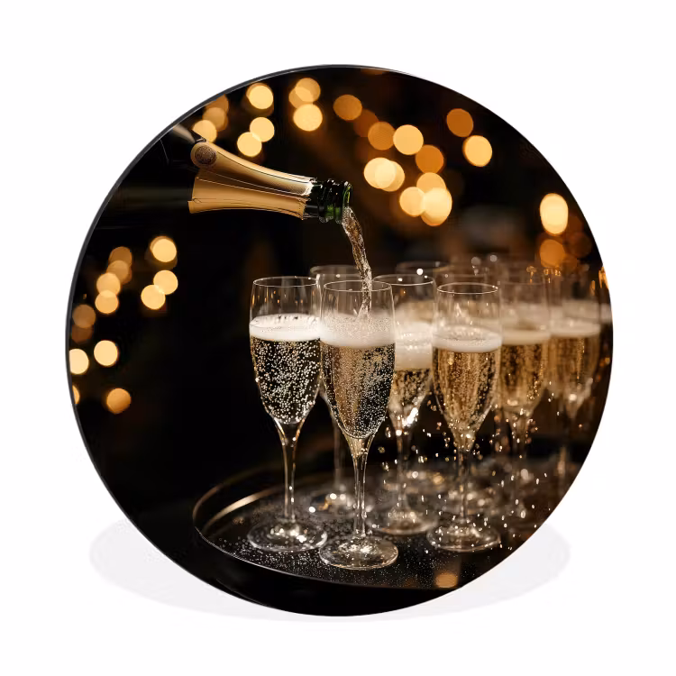 Wandcirkel - aluminium - Lichtjes - Champagne - Glazen — 1