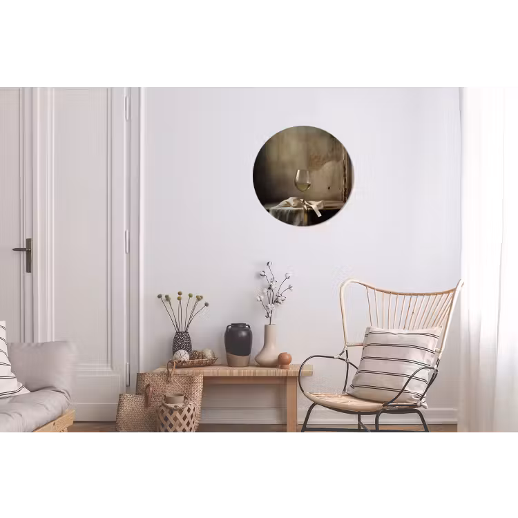 Wandcirkel - aluminium - Strik - Beige - Witte - Wijn — 2