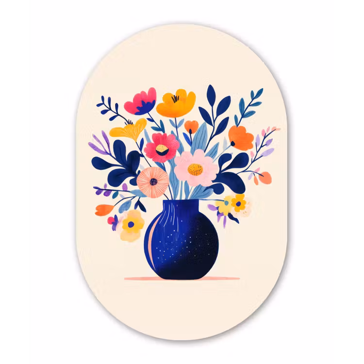 Muurovaal Glas – Vaas - Bloemen - Boeket — 1