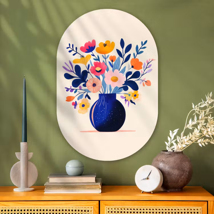 Muurovaal Glas – Vaas - Bloemen - Boeket — 2