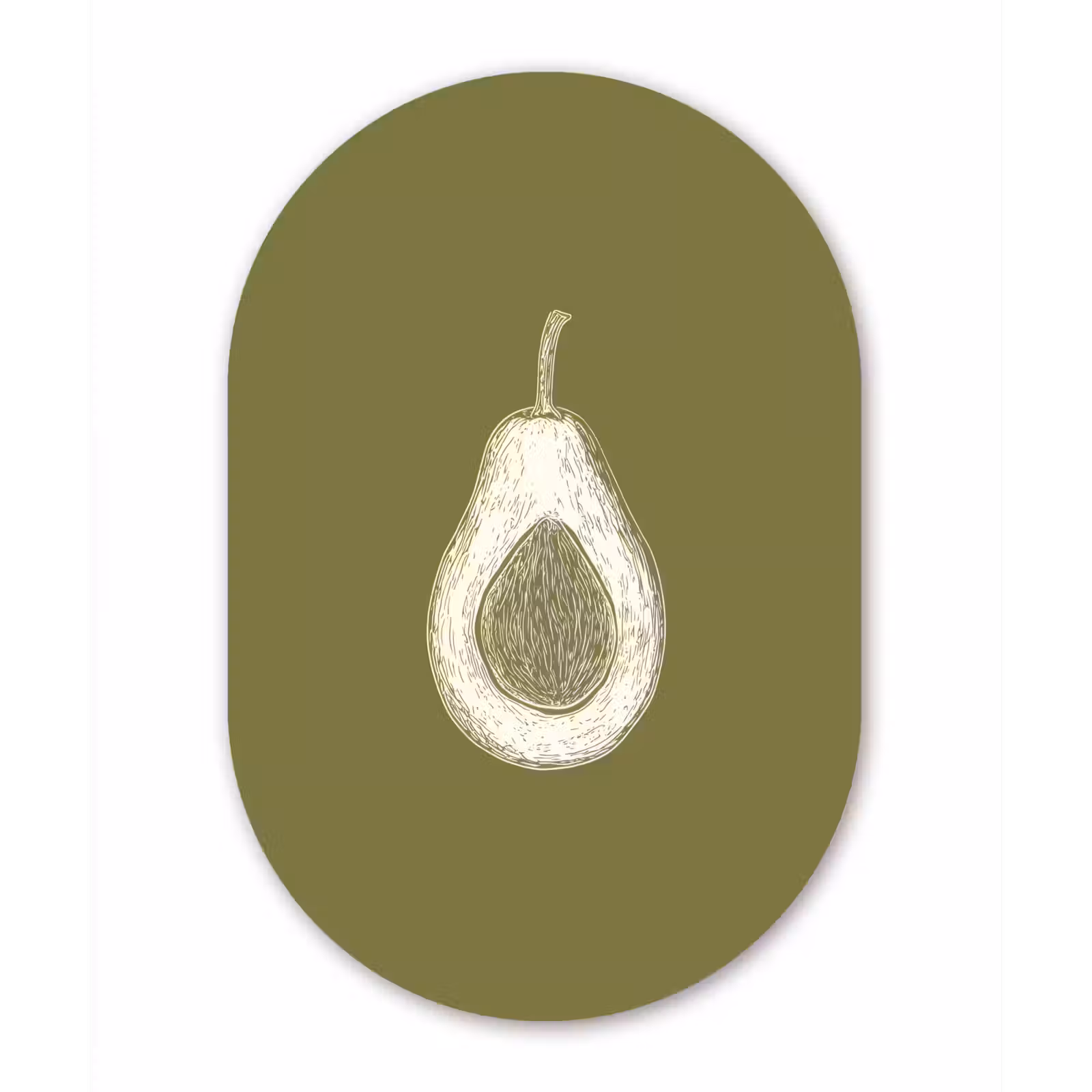 Muurovaal Glas – Avocado - Minimalistisch - Illustratie - Groen — 1