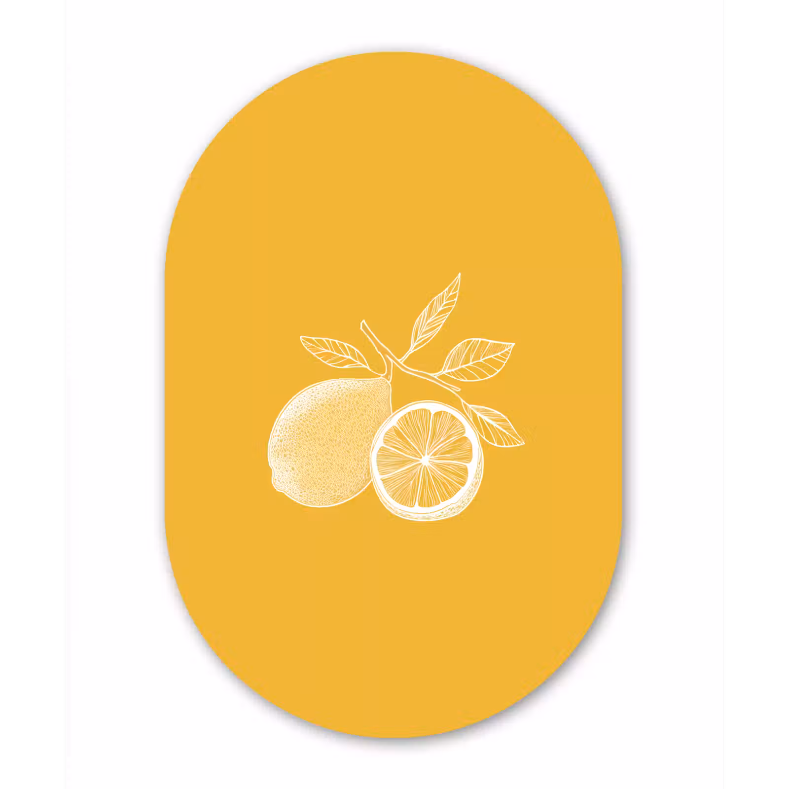 Muurovaal Glas – Citroenen - Illustratie - Minimalistisch - Geel — 1