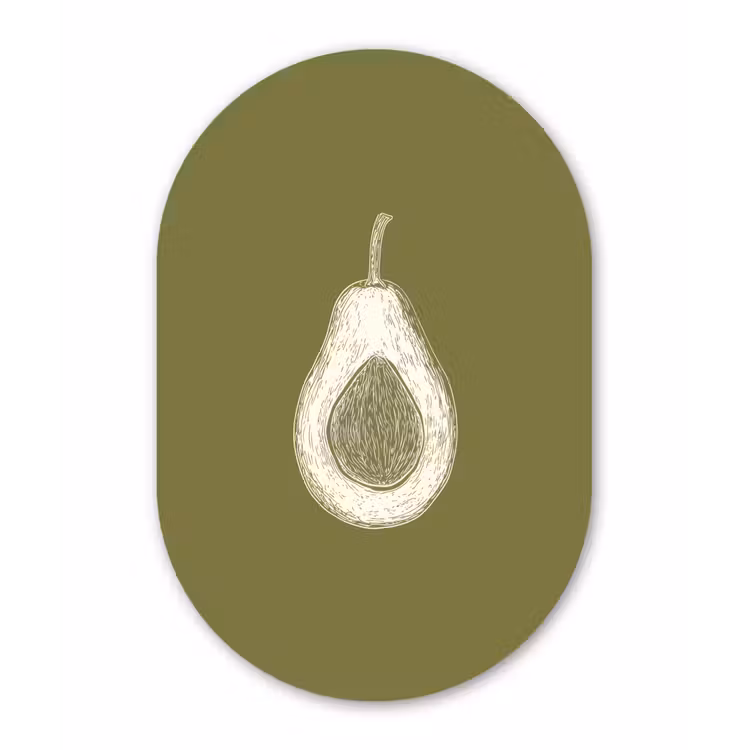Muurovaal Glas – Avocado - Minimalistisch - Illustratie - Groen — 1