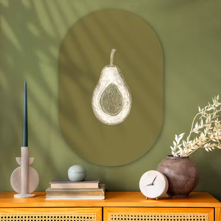 Muurovaal Glas – Avocado - Minimalistisch - Illustratie - Groen — 2