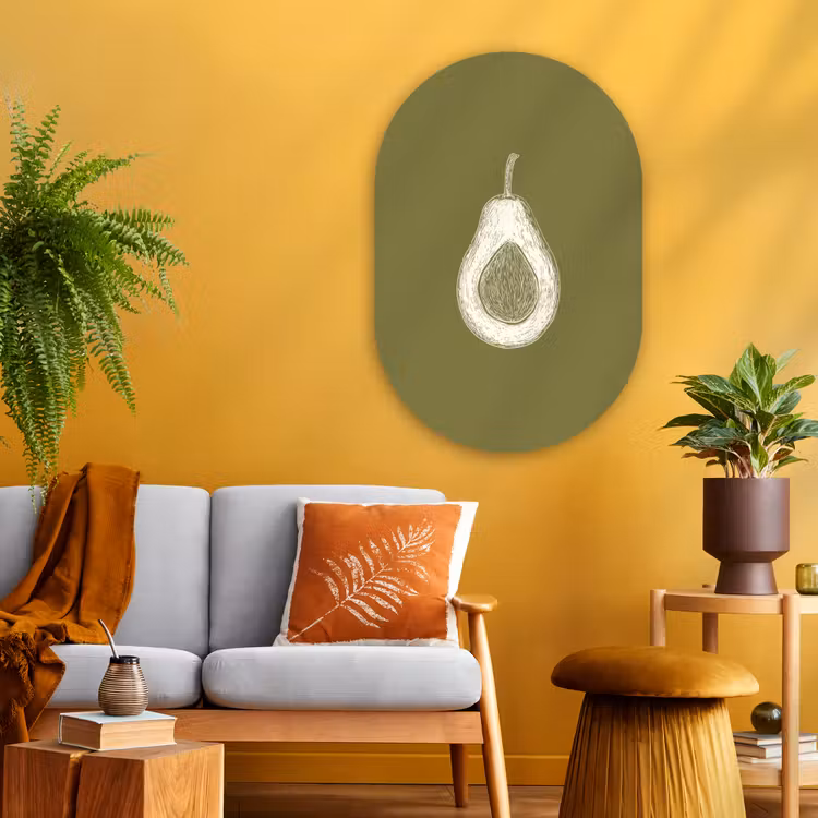 Muurovaal Glas – Avocado - Minimalistisch - Illustratie - Groen — 3