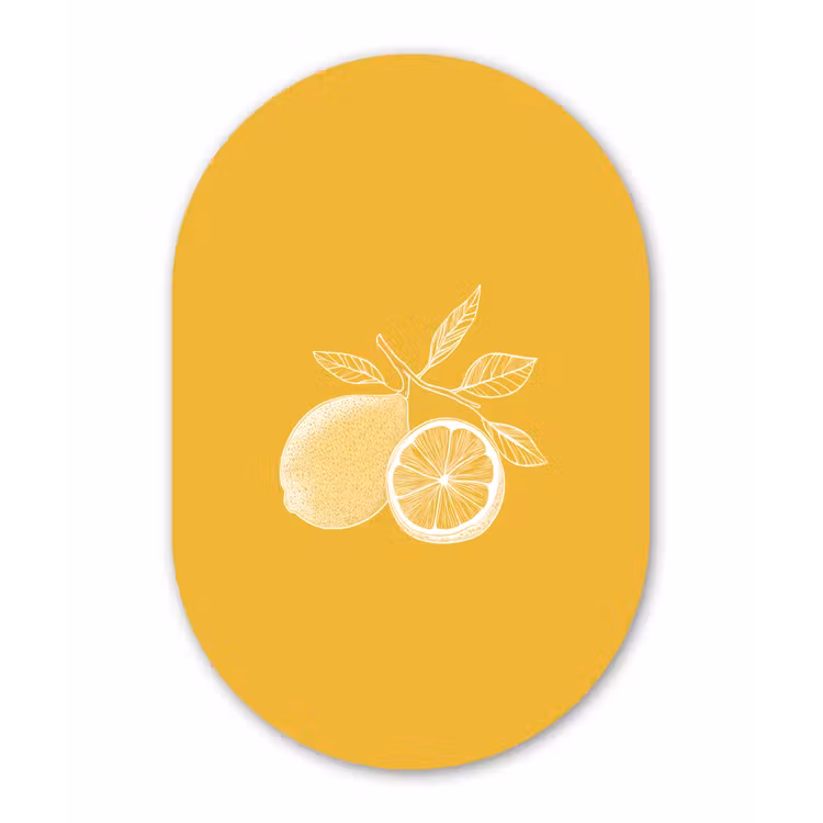 Muurovaal Glas – Citroenen - Illustratie - Minimalistisch - Geel — 1