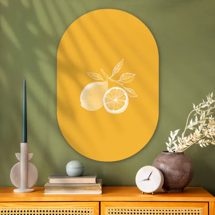 Muurovaal Glas – Citroenen - Illustratie - Minimalistisch - Geel — 2