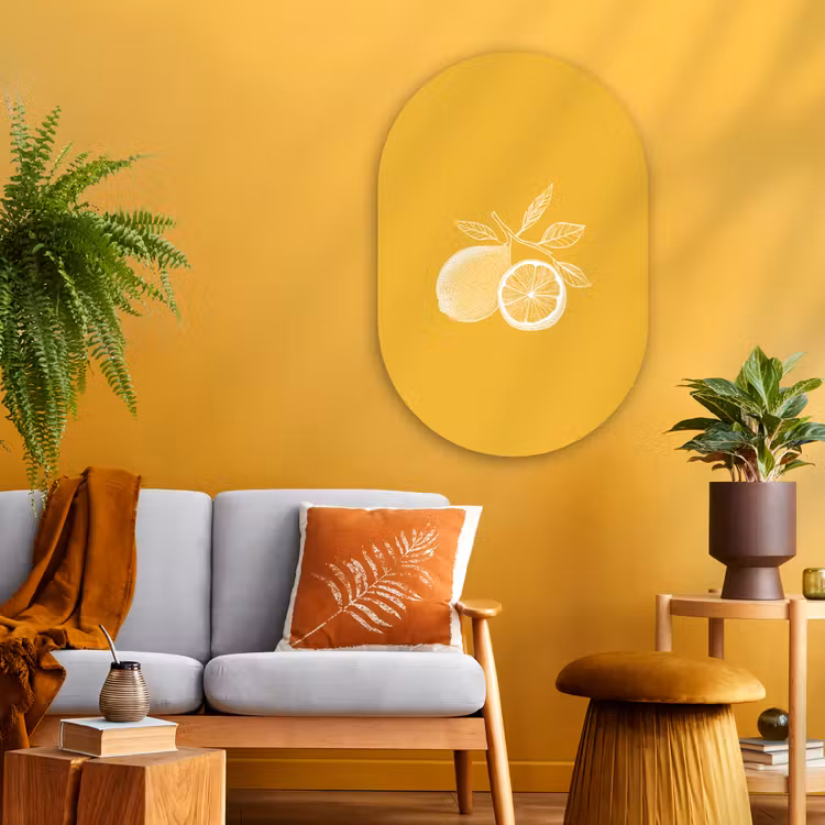 Muurovaal Glas – Citroenen - Illustratie - Minimalistisch - Geel — 3