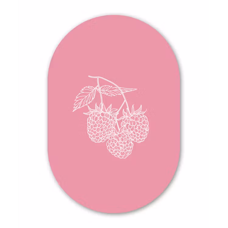 Muurovaal Glas – Frambozen - Steel - Getekend - Roze — 1