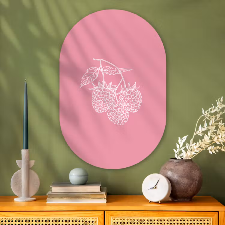 Muurovaal Glas – Frambozen - Steel - Getekend - Roze — 2