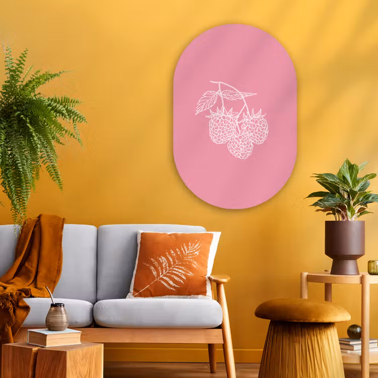 Muurovaal Glas – Frambozen - Steel - Getekend - Roze — 3
