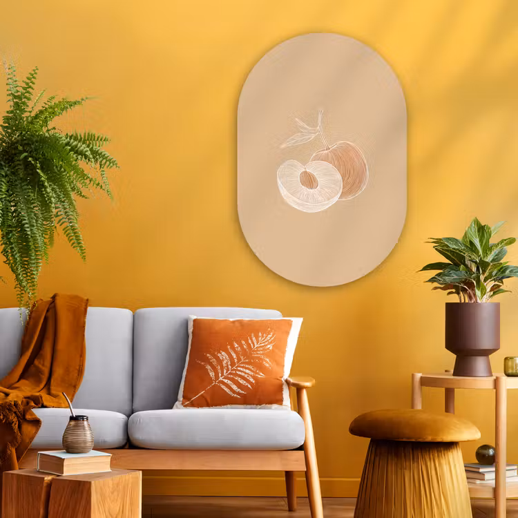 Muurovaal Glas – Perzik - Lijntekening - Pit - Beige — 3