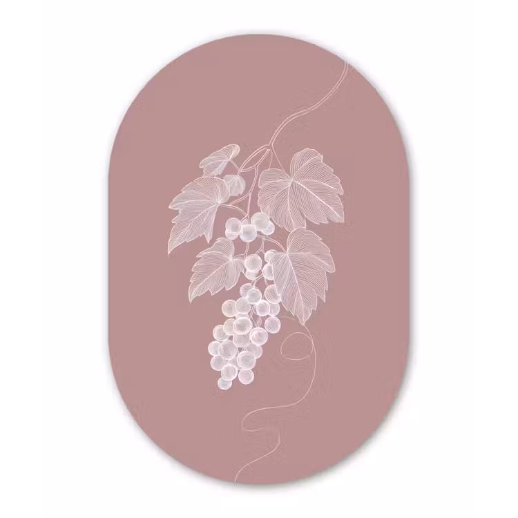 Muurovaal Glas – Tros - Druiven - Illustratie - Bladeren — 1