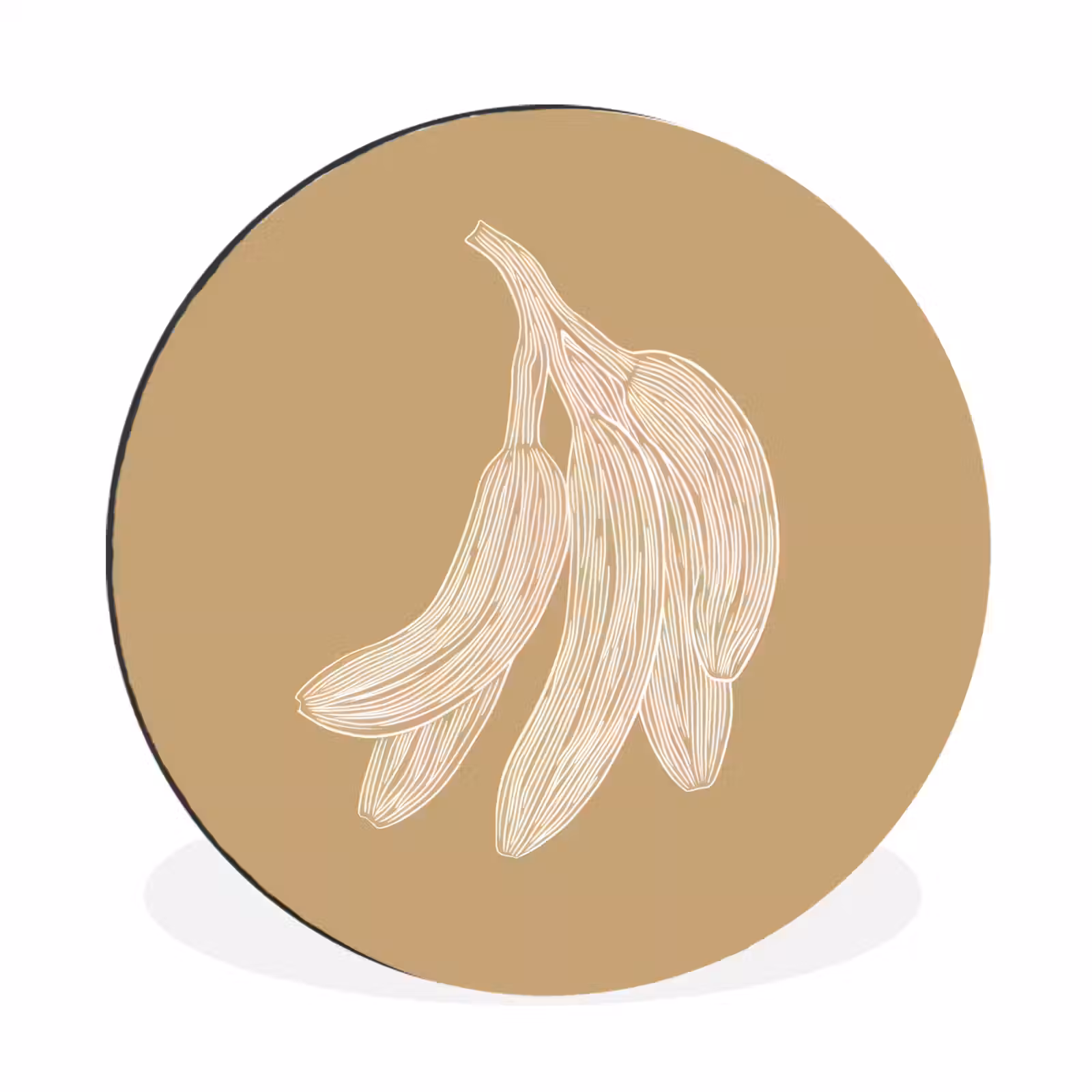Wandcirkel - aluminium - Bananen - Beige - Lijntekening - Minimalistisch — 1