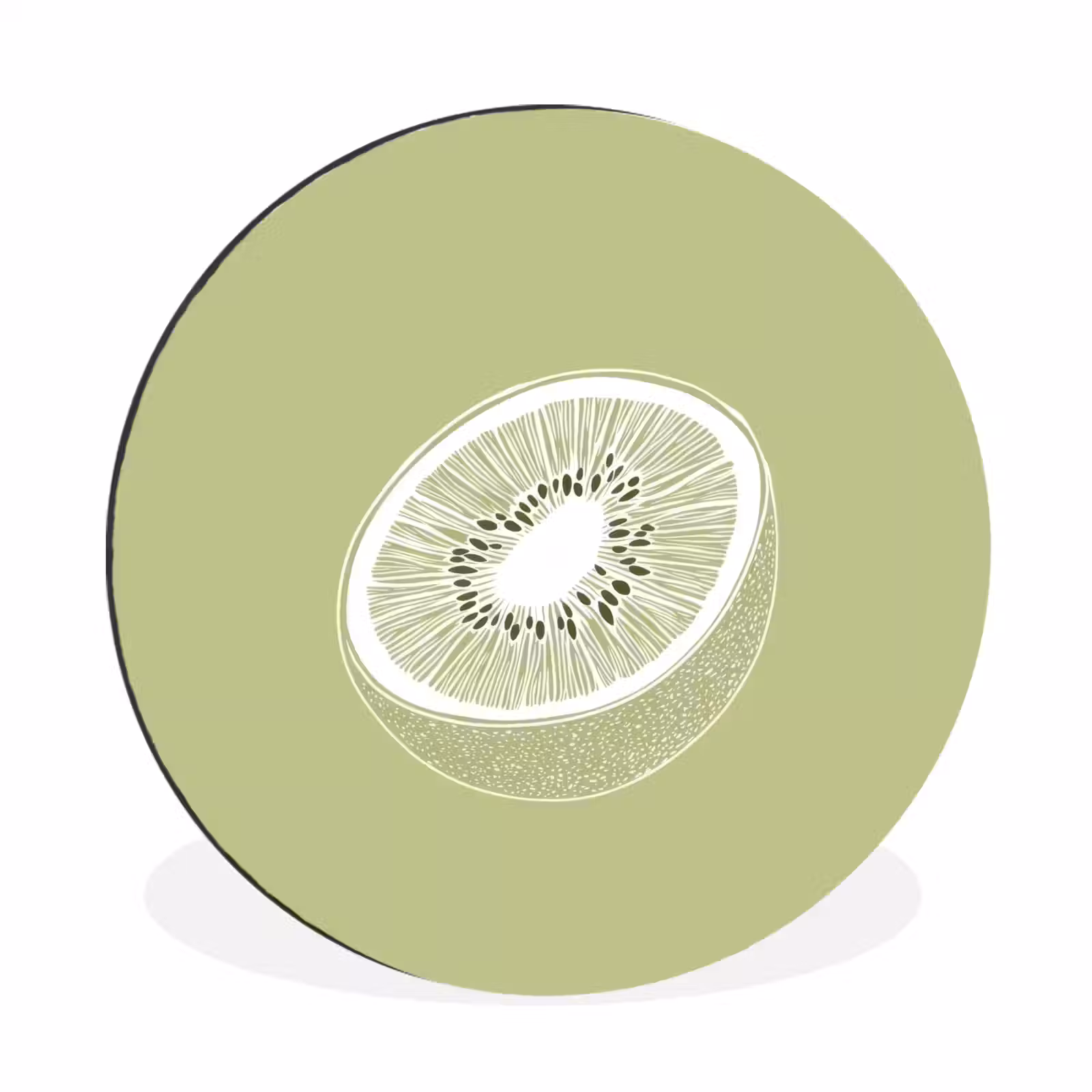 Wandcirkel - aluminium - Kiwi - Lijntekening - Minimalistisch - Groen — 1