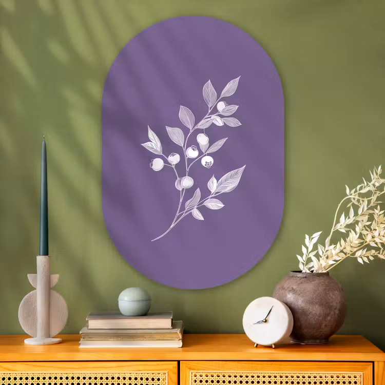 Muurovaal Glas – Tak - Sierlijk - Bladeren - Minimalistisch — 2