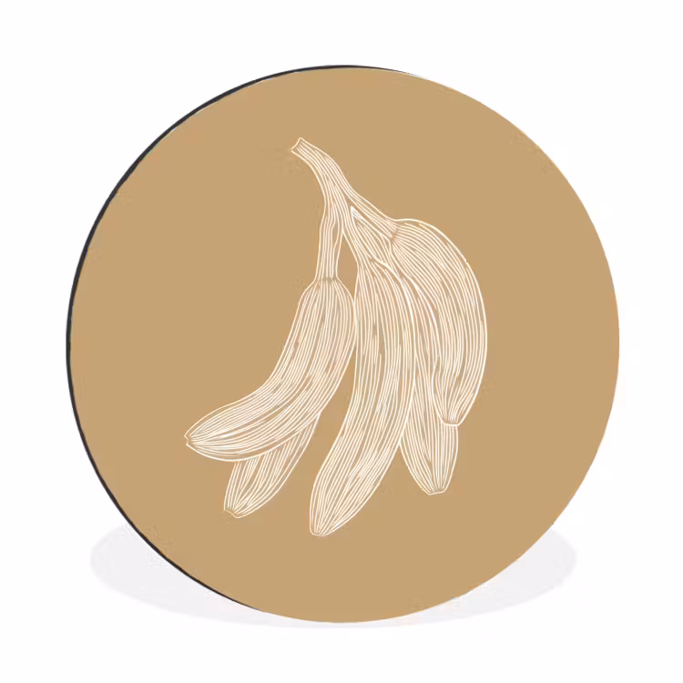 Wandcirkel - aluminium - Bananen - Beige - Lijntekening - Minimalistisch — 1