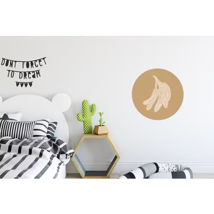 Wandcirkel - aluminium - Bananen - Beige - Lijntekening - Minimalistisch — 5