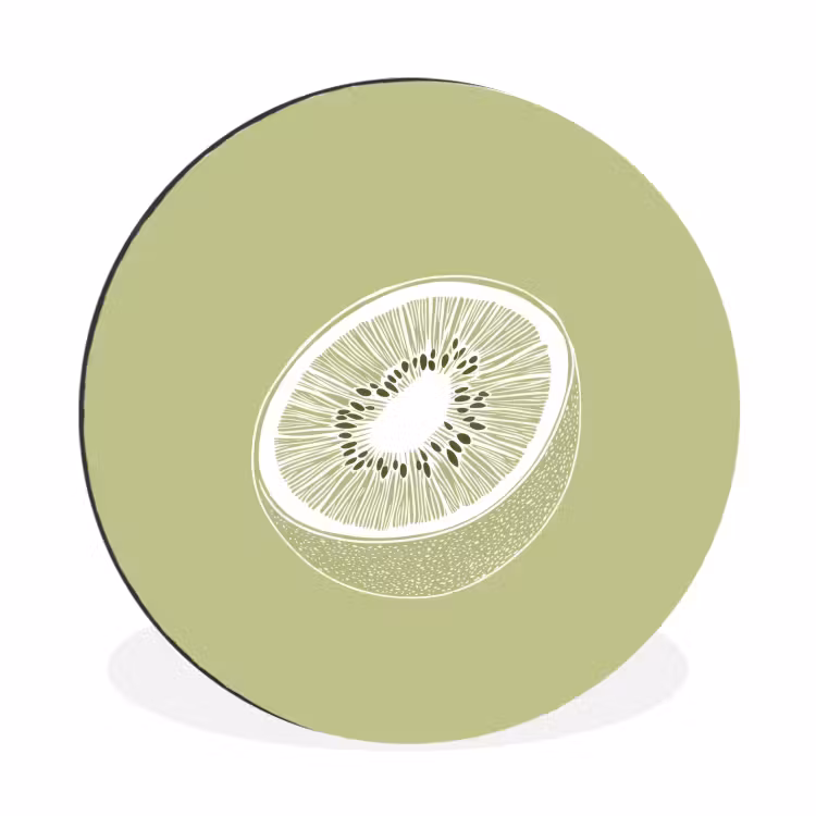 Wandcirkel - aluminium - Kiwi - Lijntekening - Minimalistisch - Groen — 1