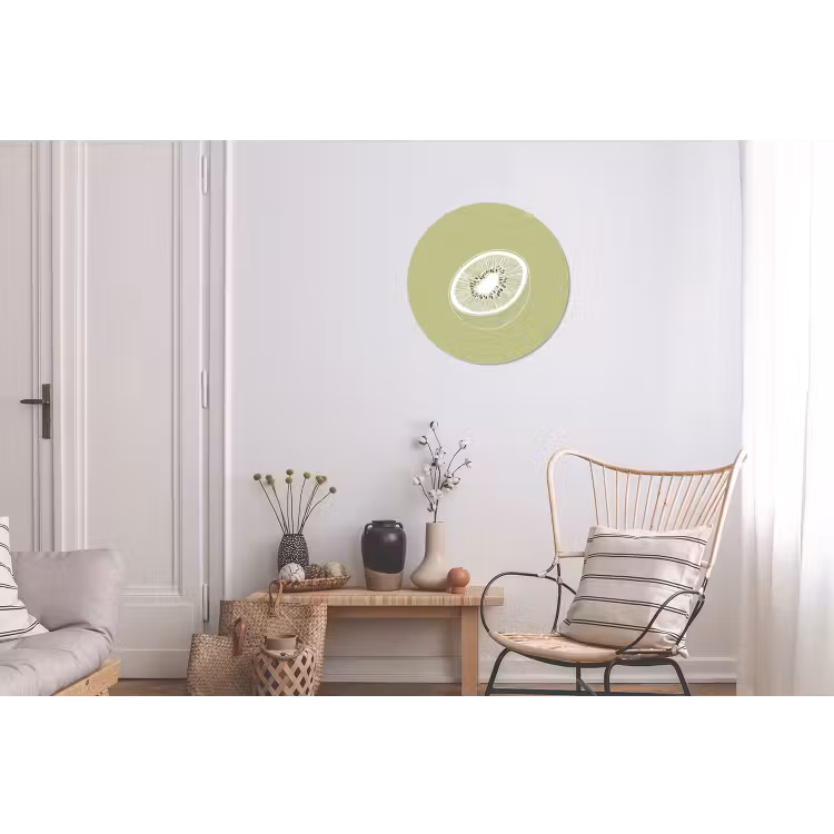 Wandcirkel - aluminium - Kiwi - Lijntekening - Minimalistisch - Groen — 2