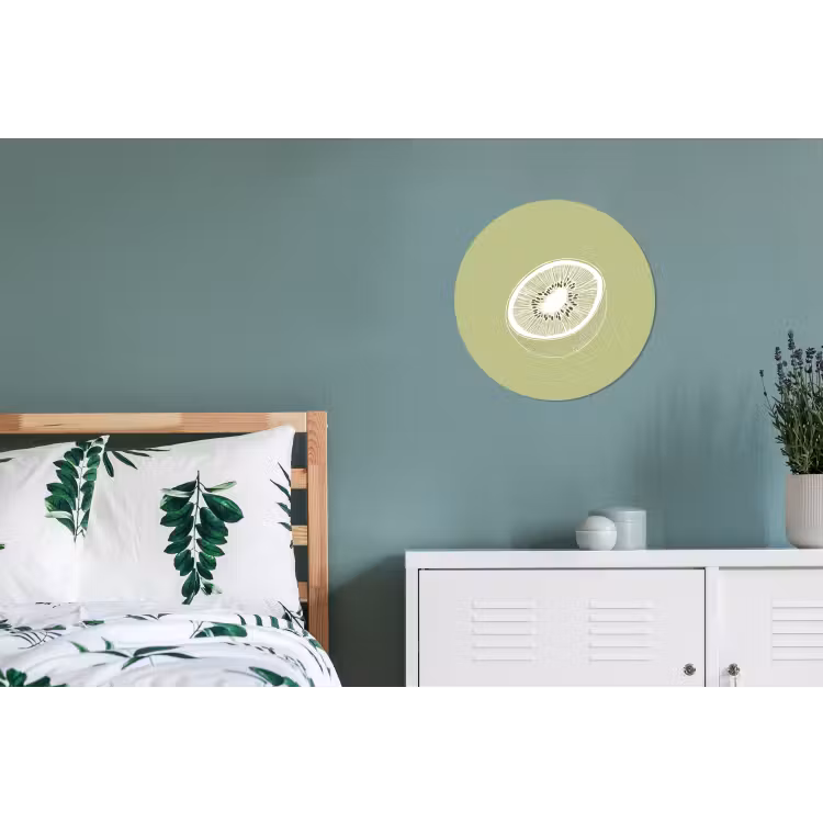 Wandcirkel - aluminium - Kiwi - Lijntekening - Minimalistisch - Groen — 4