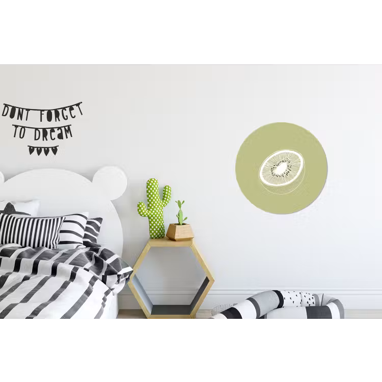 Wandcirkel - aluminium - Kiwi - Lijntekening - Minimalistisch - Groen — 5