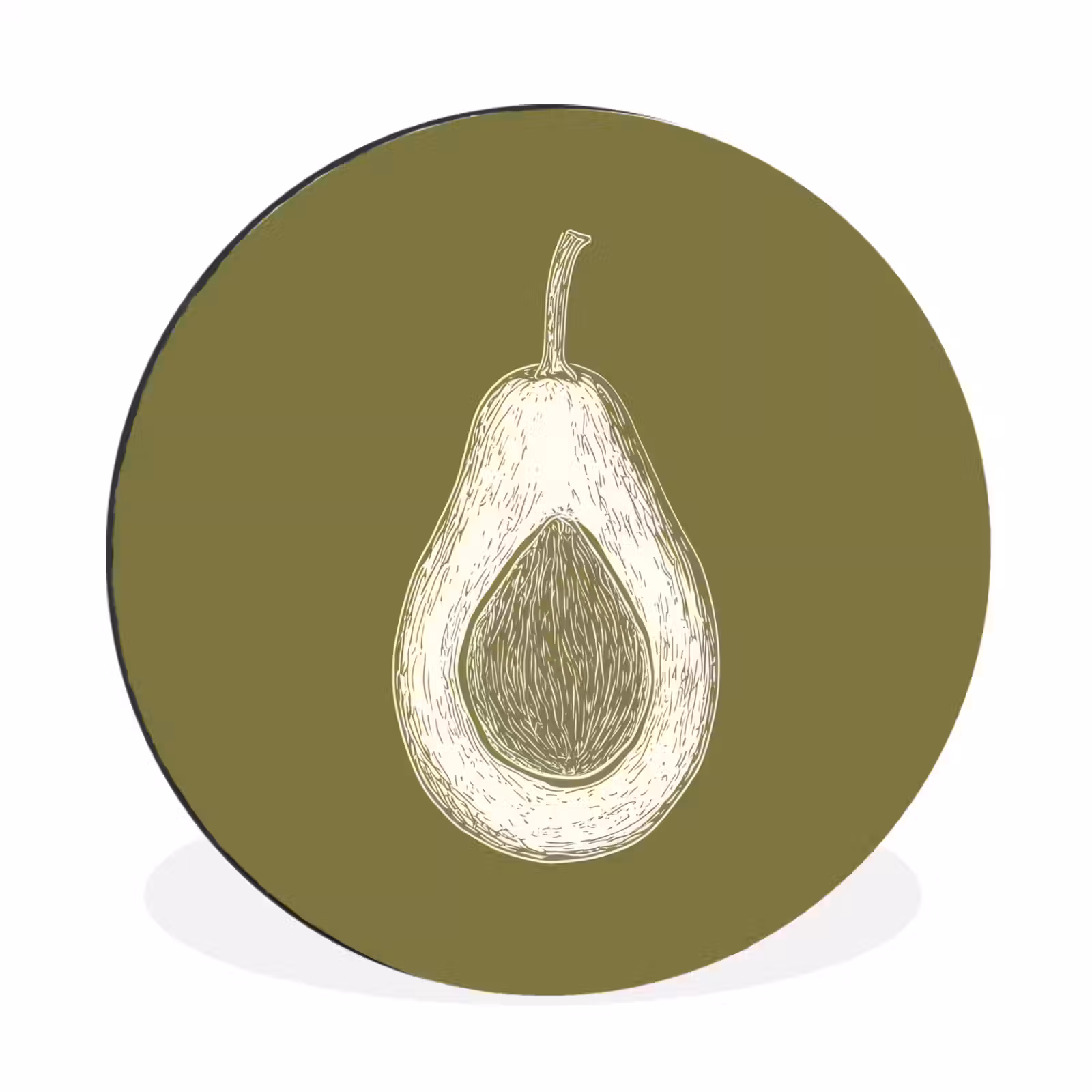 Wandcirkel - aluminium - Avocado - Minimalistisch - Illustratie - Groen — 1