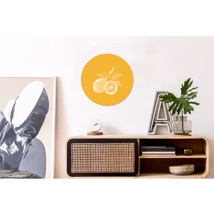 Wandcirkel - aluminium - Citroenen - Illustratie - Minimalistisch - Geel — 3