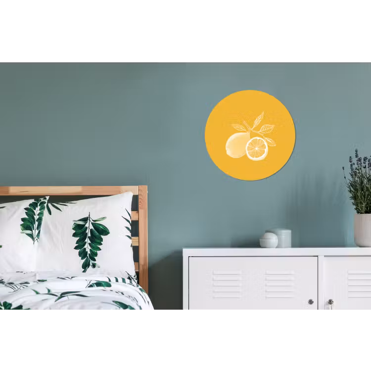 Wandcirkel - aluminium - Citroenen - Illustratie - Minimalistisch - Geel — 4