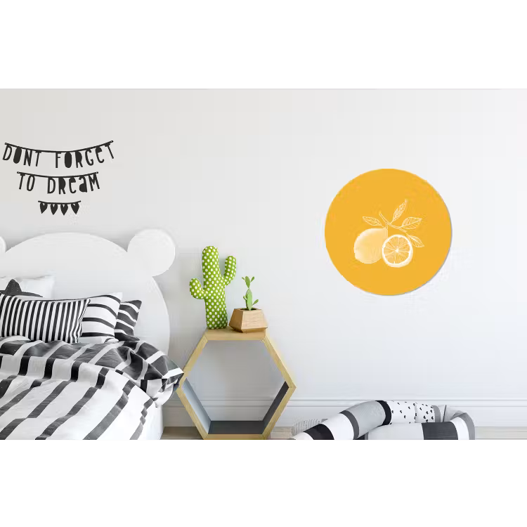 Wandcirkel - aluminium - Citroenen - Illustratie - Minimalistisch - Geel — 5