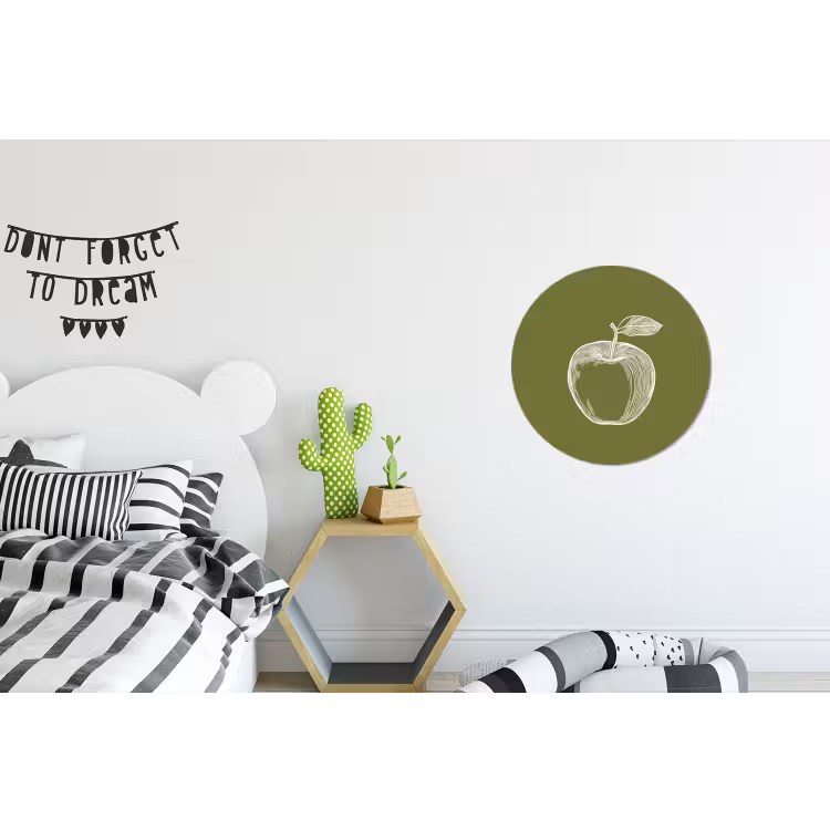 Wandcirkel - aluminium - Lijntekening - Appel - Olijfgroen - Blaadje — 5