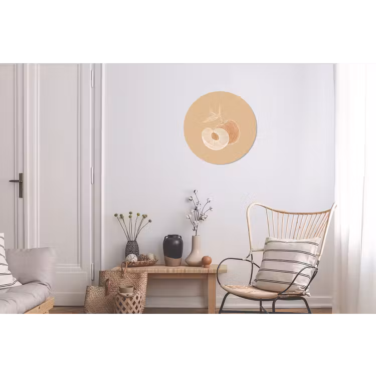 Wandcirkel - aluminium - Perzik - Lijntekening - Pit - Beige — 2