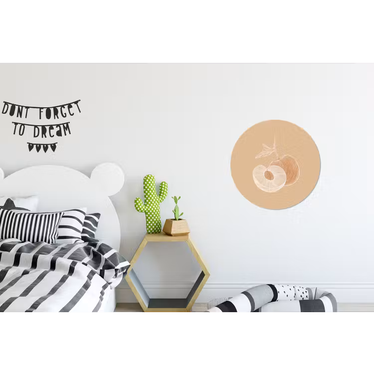 Wandcirkel - aluminium - Perzik - Lijntekening - Pit - Beige — 5