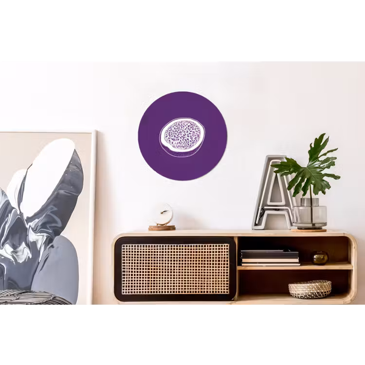 Wandcirkel - aluminium - Passievrucht - Zaadjes - Paars - Minimalistisch — 3