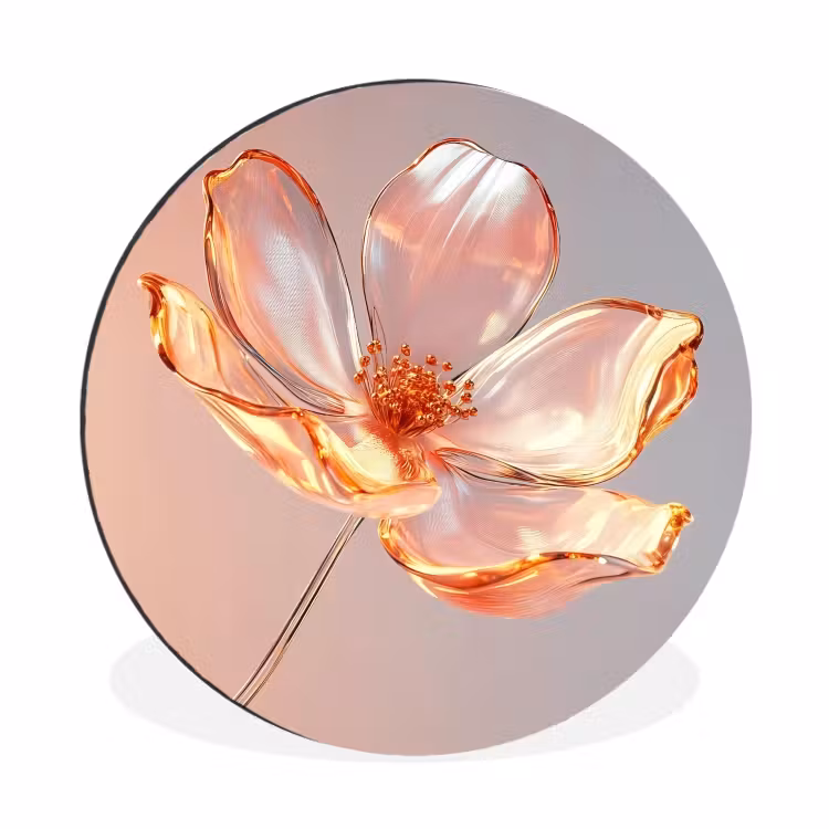 Wandcirkel - aluminium - Glazen - Bloem - Roze — 1