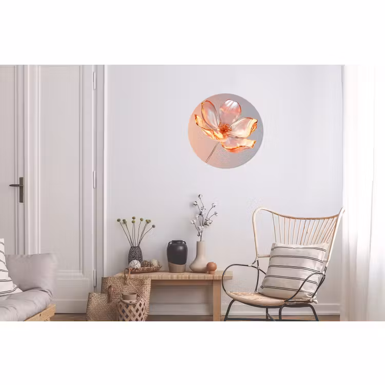 Wandcirkel - aluminium - Glazen - Bloem - Roze — 2