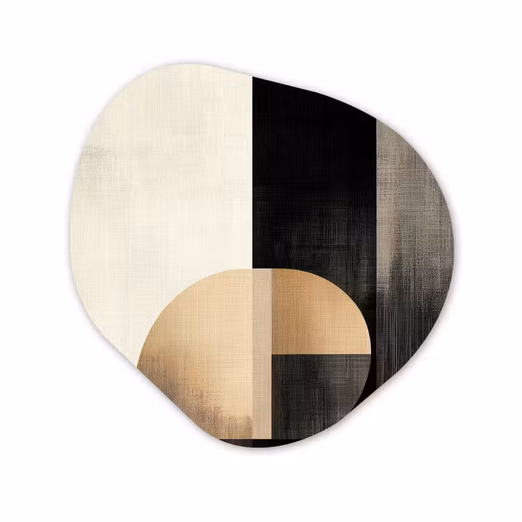 Organisch schilderij – Abstracte Geometrische Vormen Zwart Crème