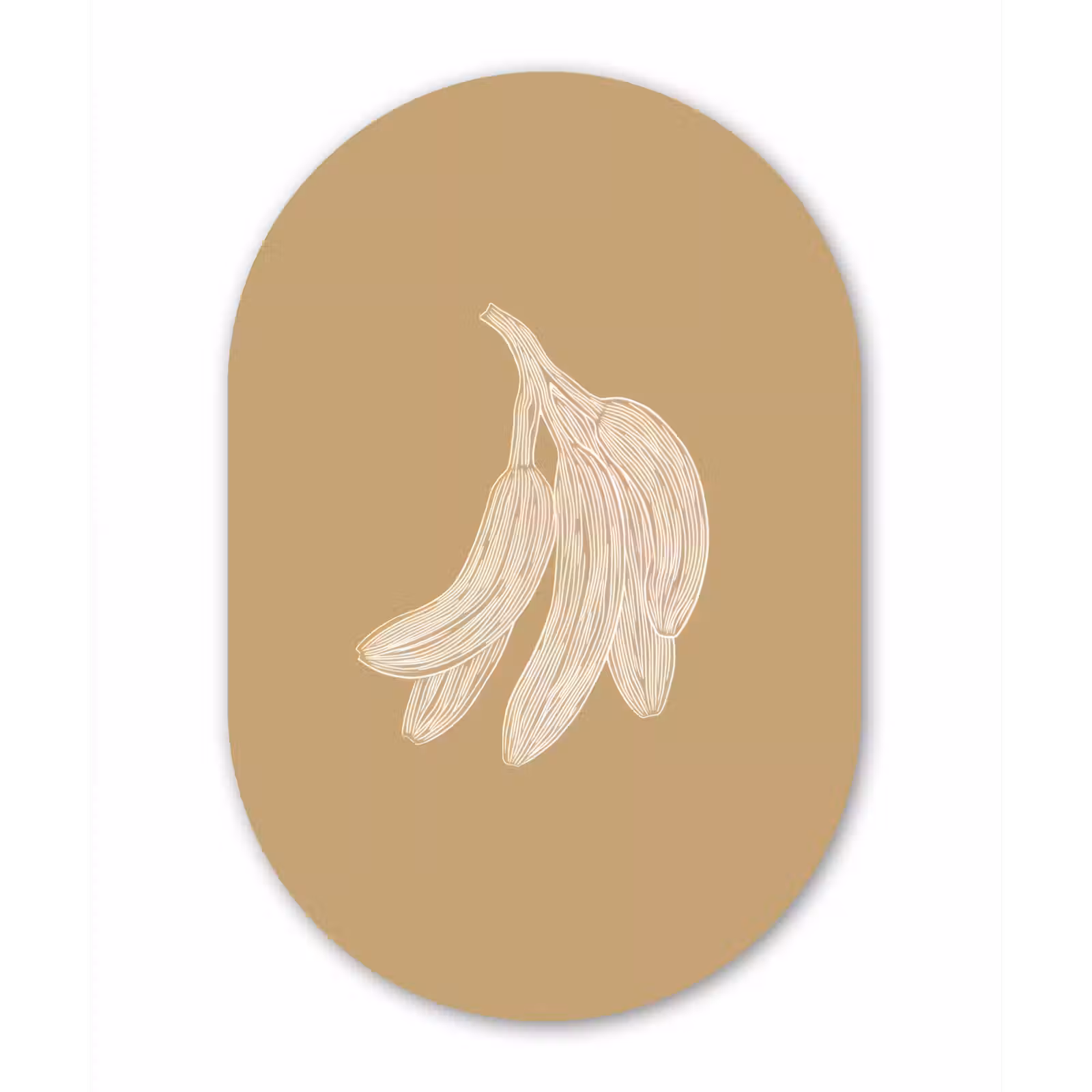 Muurovaal Glas – Bananen - Beige - Lijntekening - Minimalistisch — 1