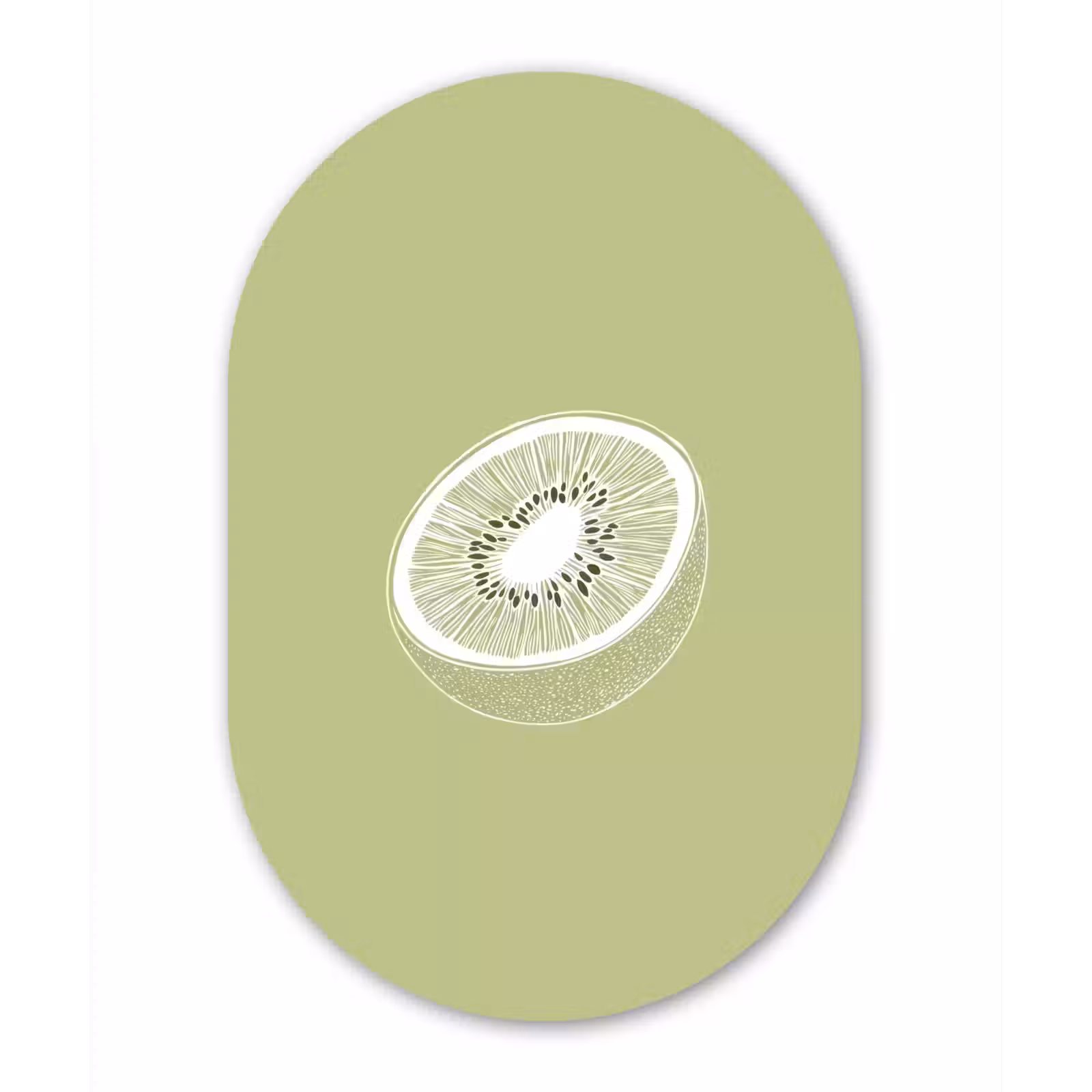 Muurovaal Glas – Kiwi - Lijntekening - Minimalistisch - Groen — 1