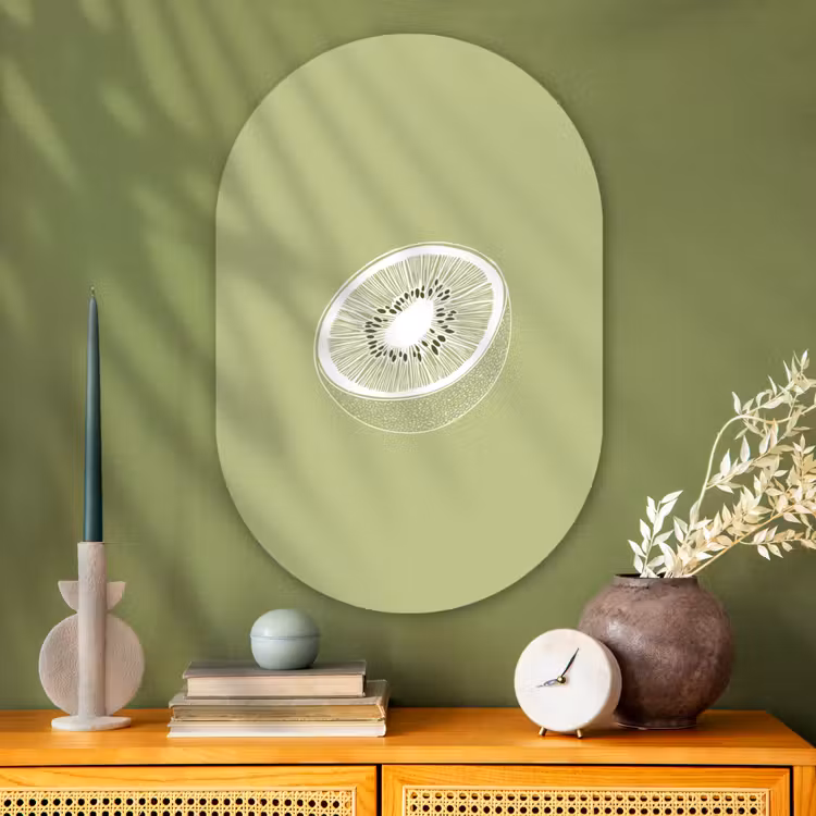 Muurovaal Glas – Kiwi - Lijntekening - Minimalistisch - Groen — 2