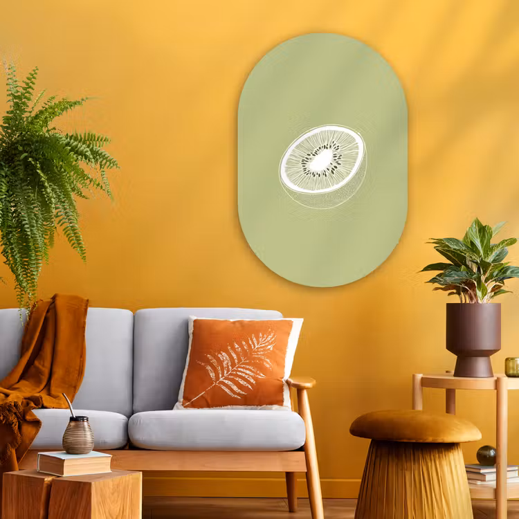 Muurovaal Glas – Kiwi - Lijntekening - Minimalistisch - Groen — 3